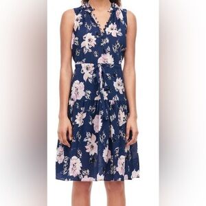 Rebecca Taylor Magnolia Navy Floral Print
Tie Waist Sleeveless Dress Size 0